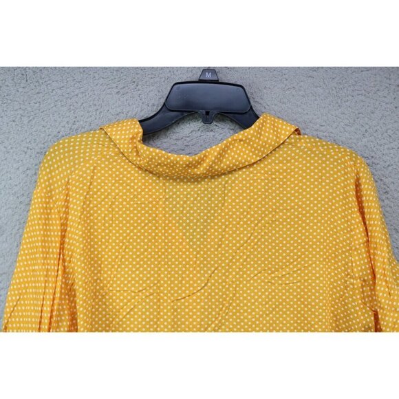 Jolt Yellow Polka Dot Button Up Top-Size XL-Tie Front - Picture 8 of 8
